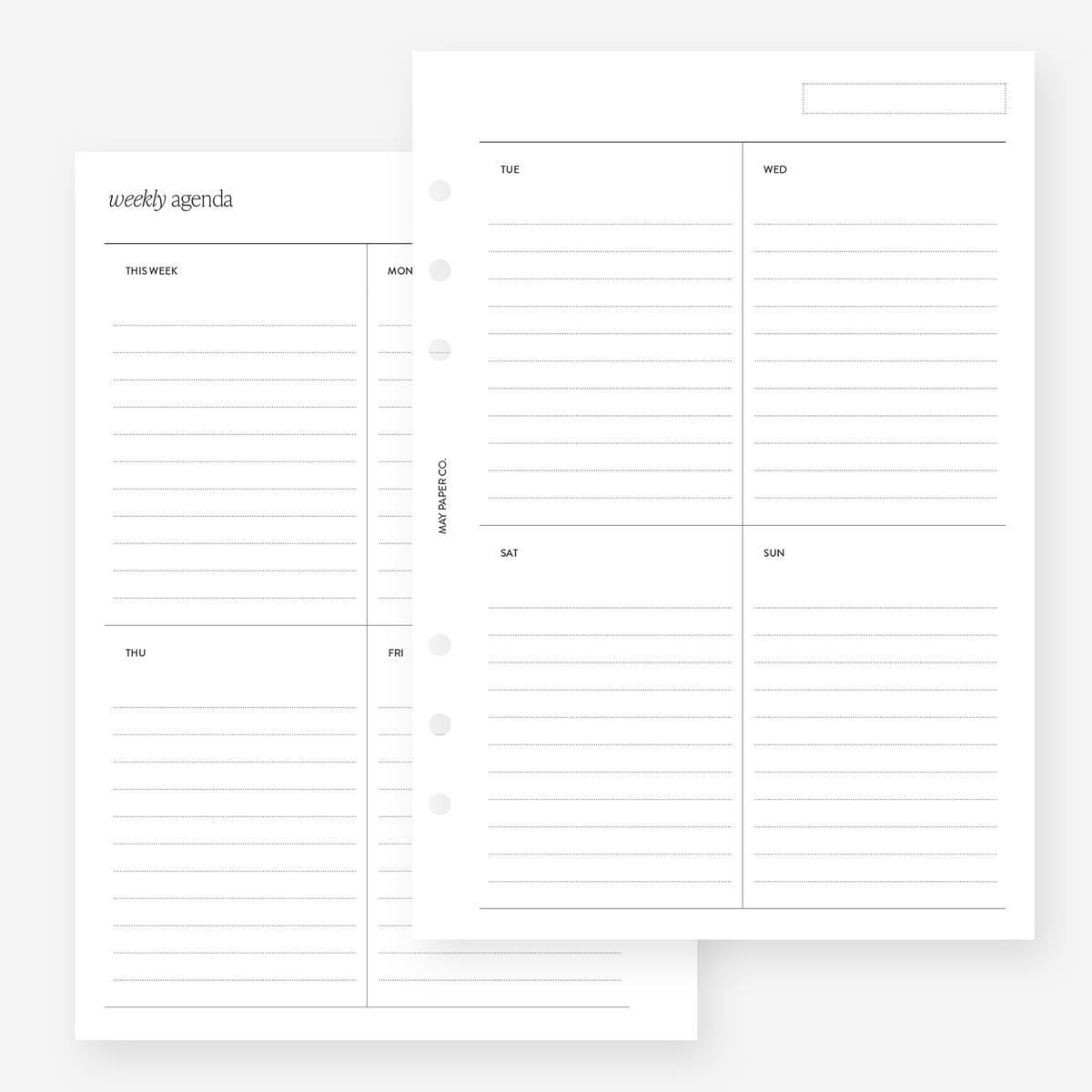 PRINTABLE Undated Weekly NO.07 Vertical Border Lined | MAY PAPER CO.