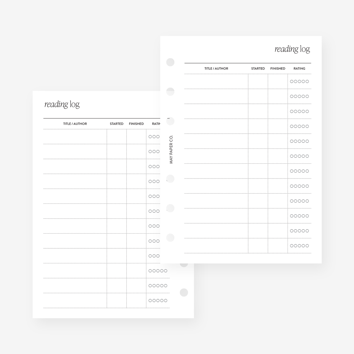 PRINTABLE Reading Log Planner Insert | MAY PAPER CO. | MAY PAPER CO. for Free Printable Daily Reading Log