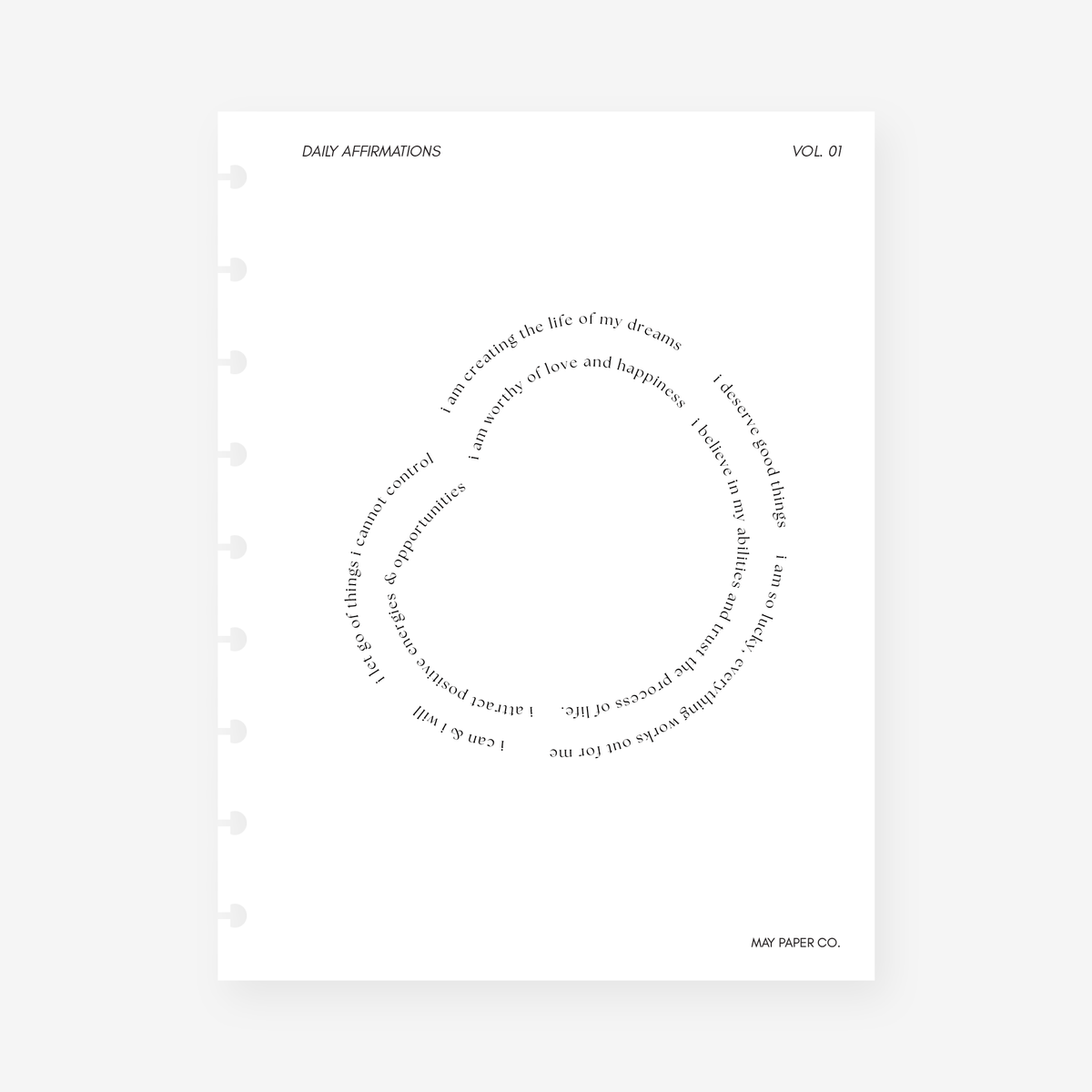 PRINTABLE Daily Affirmations Dashboard | MAY PAPER CO.