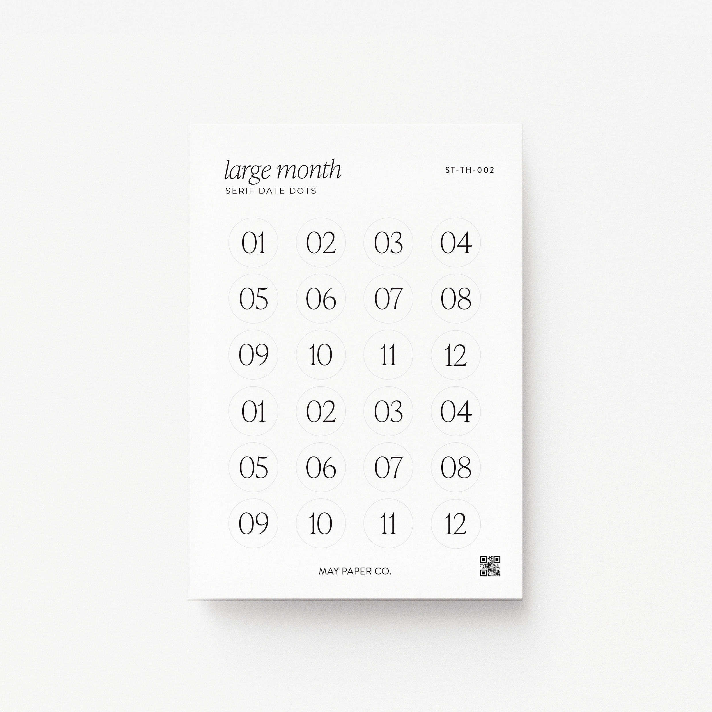 Large Serif Month Dots | Transparent Header Stickers