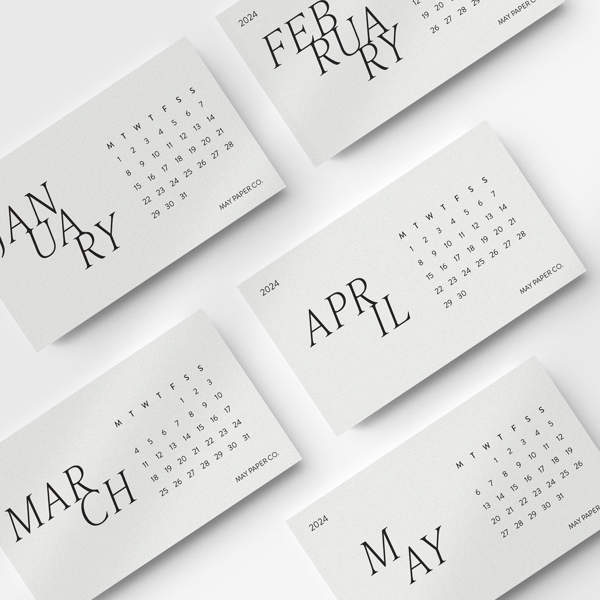 Minimalistic 2024 Calendar Planner Cards laid out