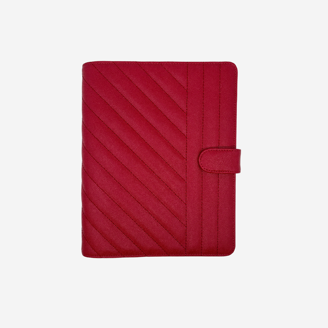 GLITCH Half Letter (No Rings) Leather Agenda Cover Signature Quilted | Cherry Caviar