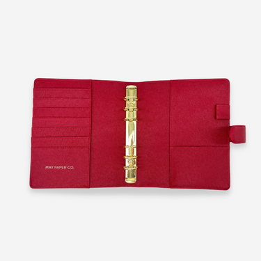 GLITCH Personal Wide Rings Leather Agenda Cover Signature Quilted | Cherry Caviar