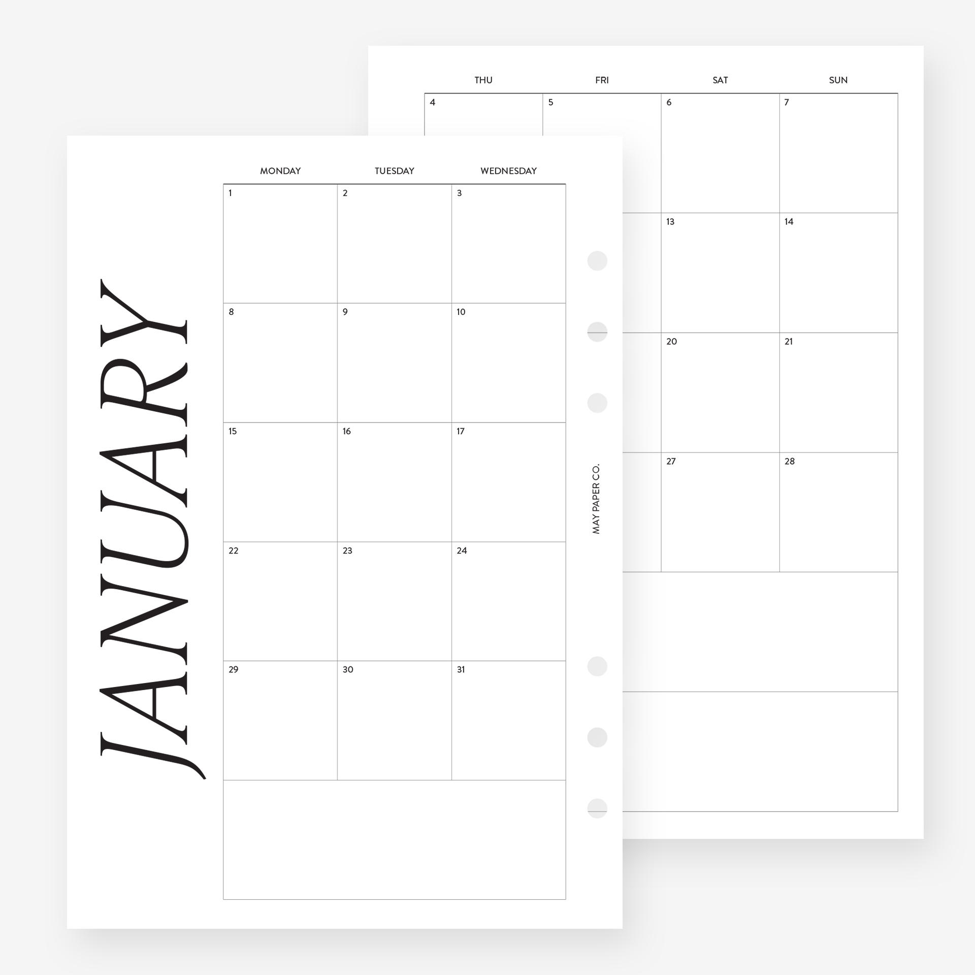 CLASSIC - Monthly Calendar — 2 Pages + Cover Pages