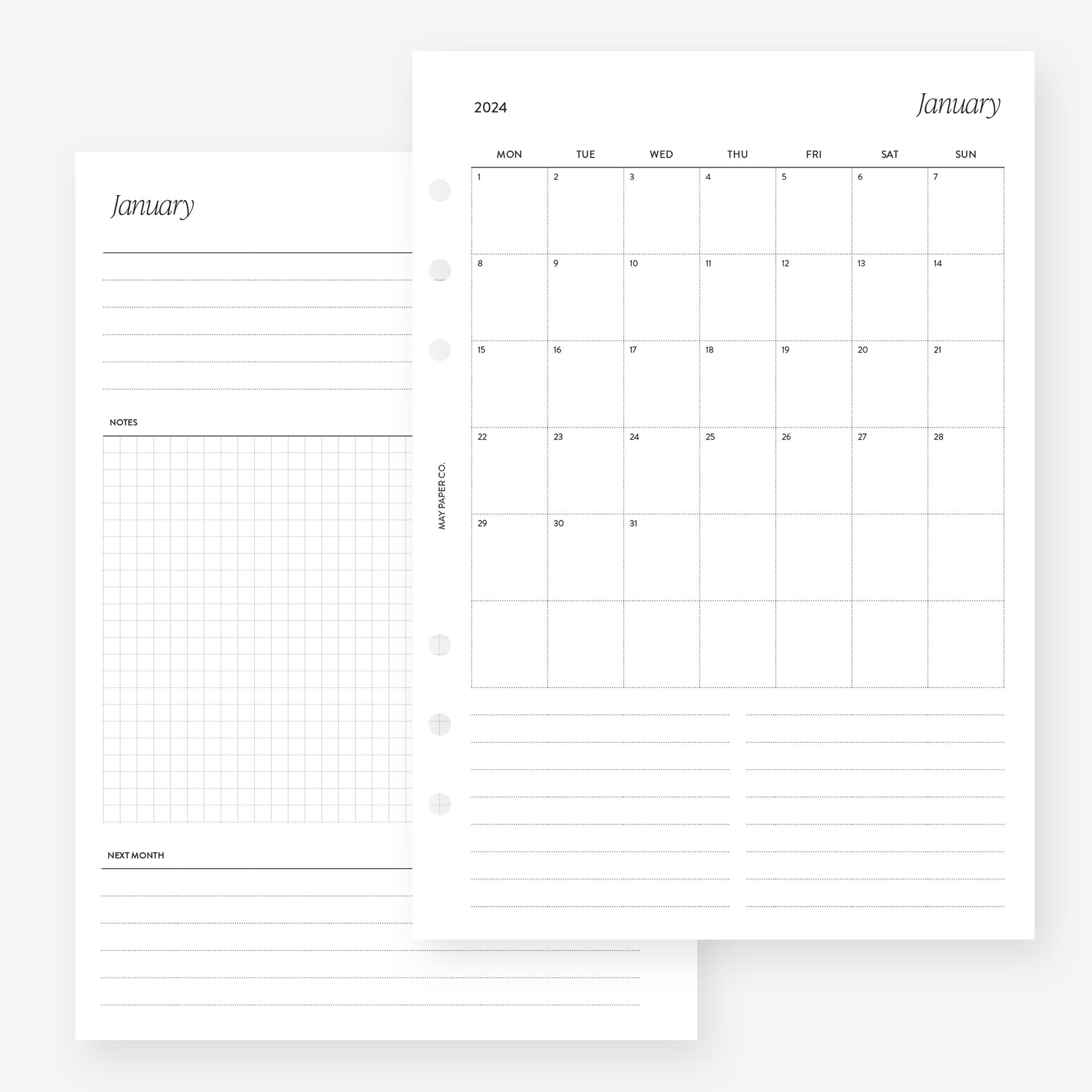 PRINTED Paper Refill Planner Insert Pages for Your A5 A6 MM 