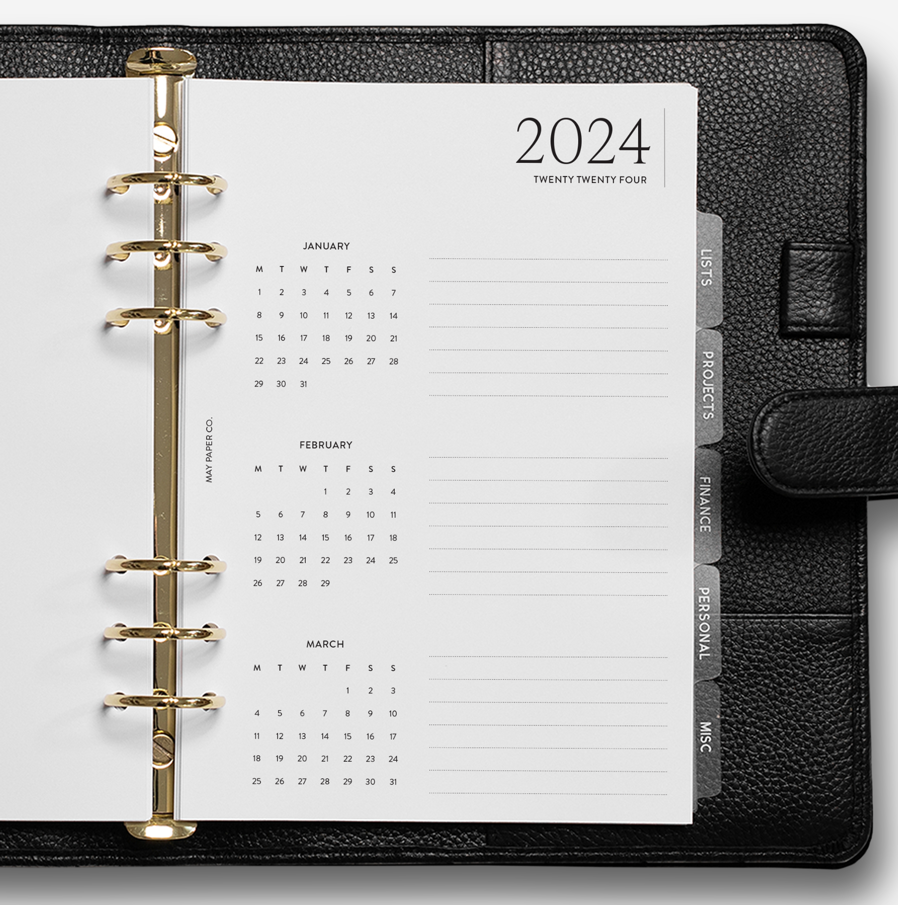 2024 Quarterly Overview (with lines) Planner Insert