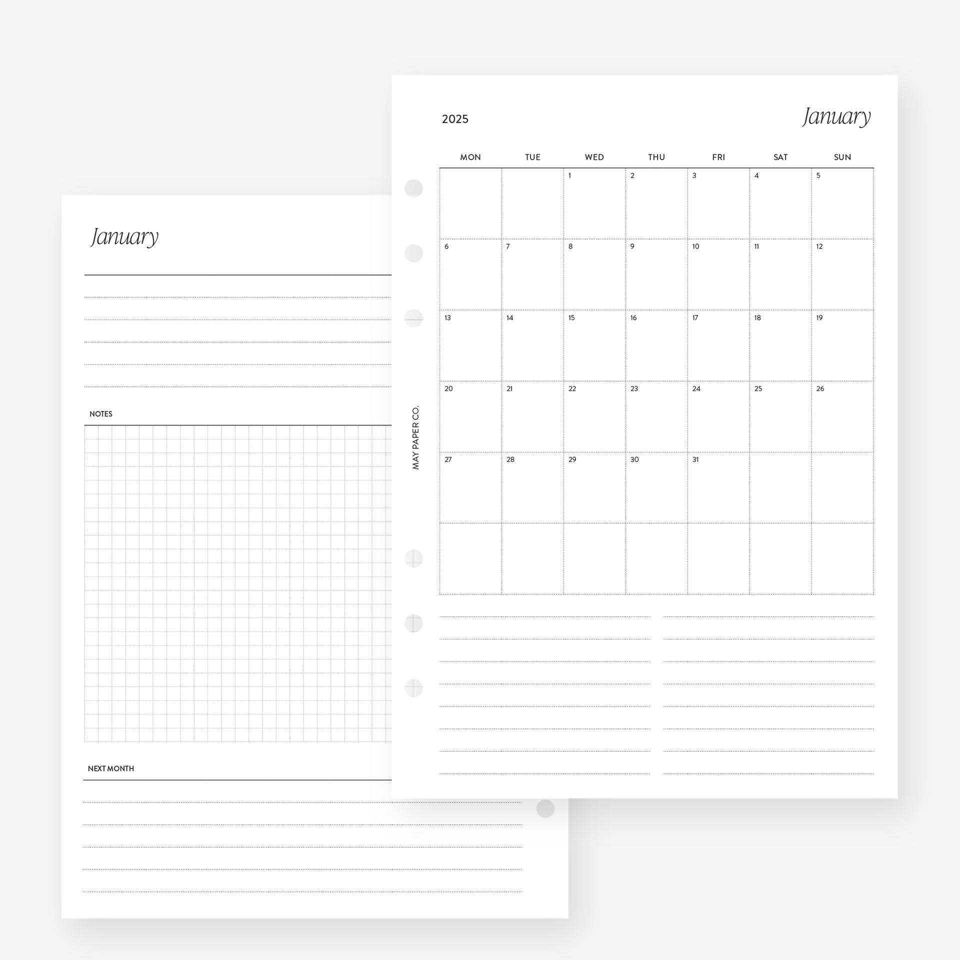 printable-2025-month-on-one-page-mo1p-separable-months-may-paper-co for Free Printable A5 Planner Pages PRINTABLE 2025 Month on One Page MO1P (Separable Months) | MAY PAPER CO. for Free Printable A5 Planner Pages