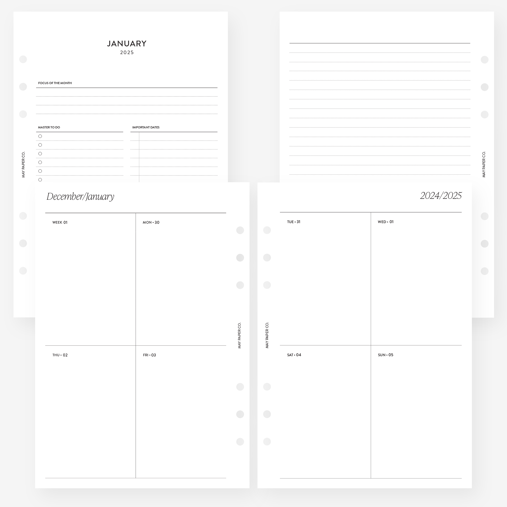 printable-planner-inserts-minimal-planner-refill-may-paper-co for Free Printable A6 Planner Inserts Printable Planner Inserts | Minimal Planner Refill | MAY PAPER CO. for Free Printable A6 Planner Inserts