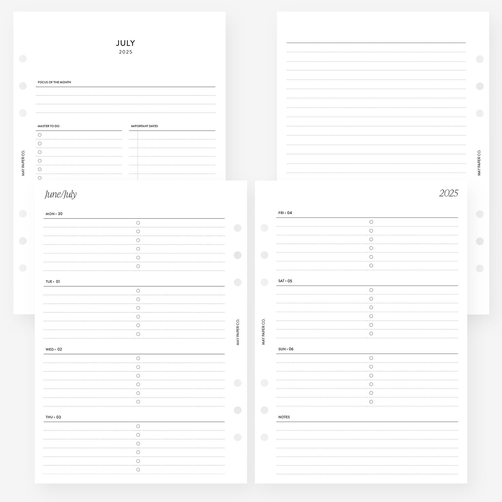 printable-planner-inserts-minimal-planner-refill-may-paper-co for Free A5 Printable Planner Inserts Printable Planner Inserts | Minimal Planner Refill | MAY PAPER CO. for Free A5 Printable Planner Inserts