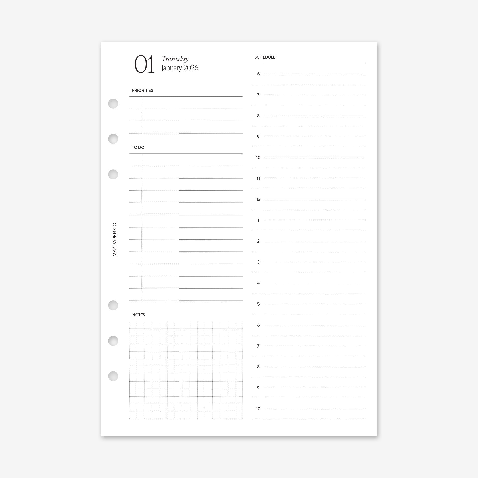 Printable 2026 Daily DO1P | Half Hourly Schedule | May Paper Co. – MAY ...