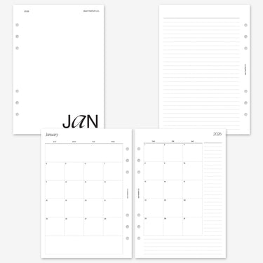 PRINTABLE 2026 MO2P Monthly Month On Two Pages Dated with NOTES