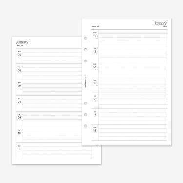 PRINTABLE 2026 WEEKLY WO1P Horizontal Lined