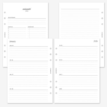 2026 WEEKLY Planner Insert Dated WO2P Horizontal Lined