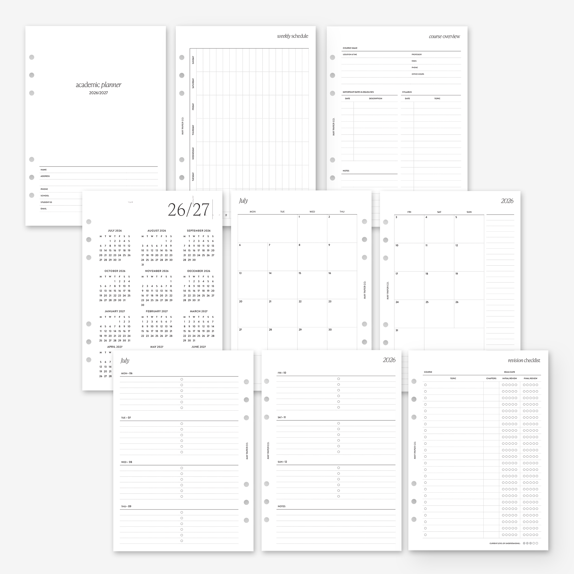 Printable 2026/2027 Academic Planner Bundle | May Paper Co. – MAY PAPER CO.