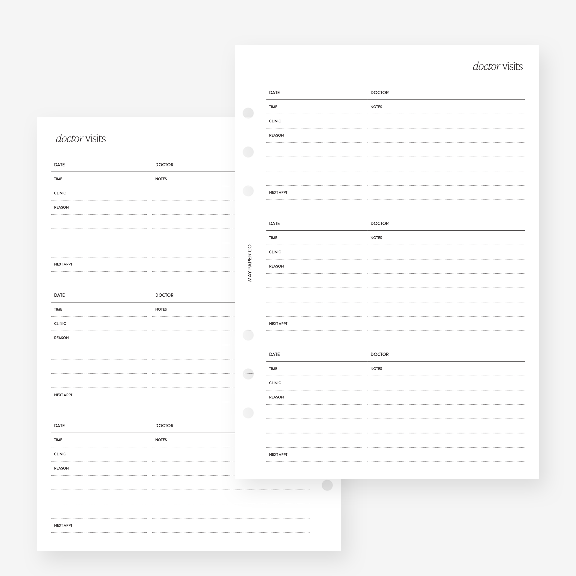 Planner Medical Insert Printable Doctor Visits | May Paper Co. – MAY PAPER CO.