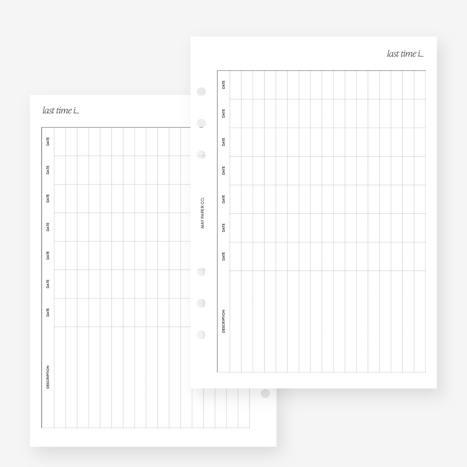 Time Insert Paper Last Time I... Planner Insert | May Paper Co. – MAY PAPER CO.