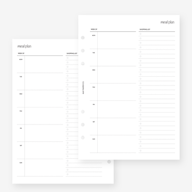 Meal Plan Planner Insert