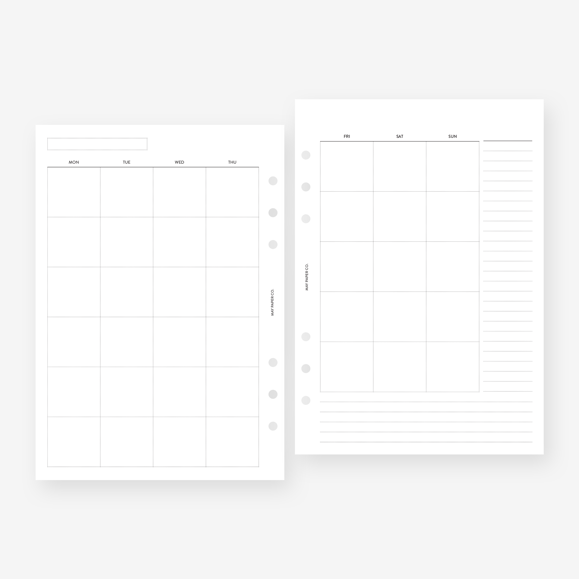 PRINTABLE Undated Monthly NO.01 Month on Two Pages with Notes