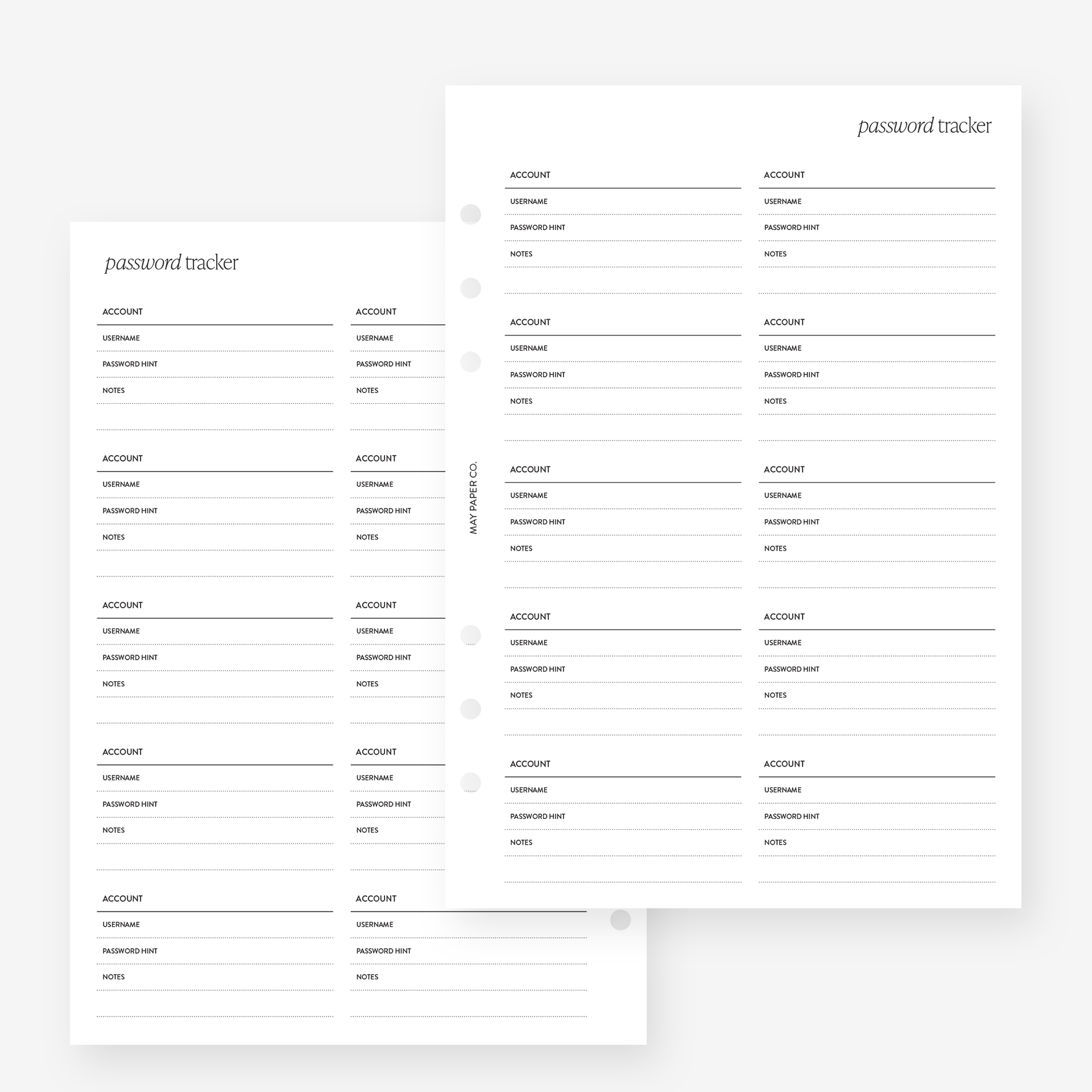 Printable Password Tracker | May Paper Co. – MAY PAPER CO.