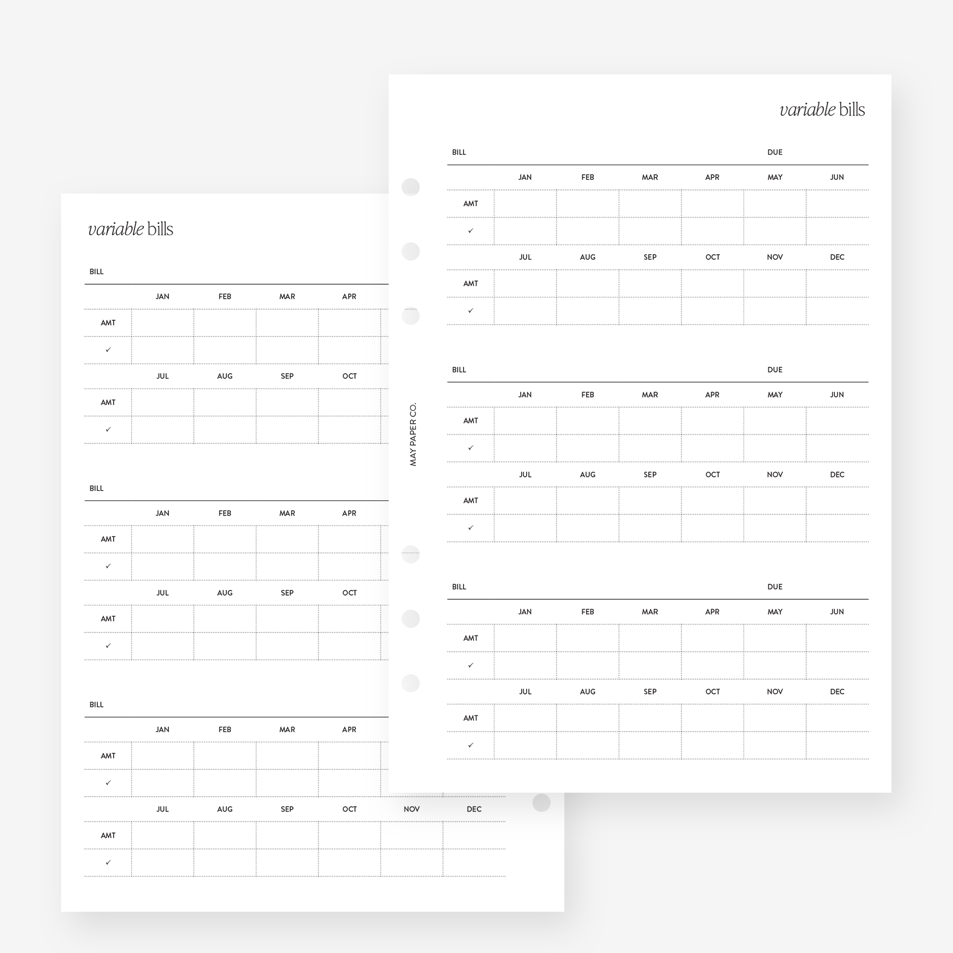 Printable Planner Inserts Minimal Planner Refill MAY PAPER CO