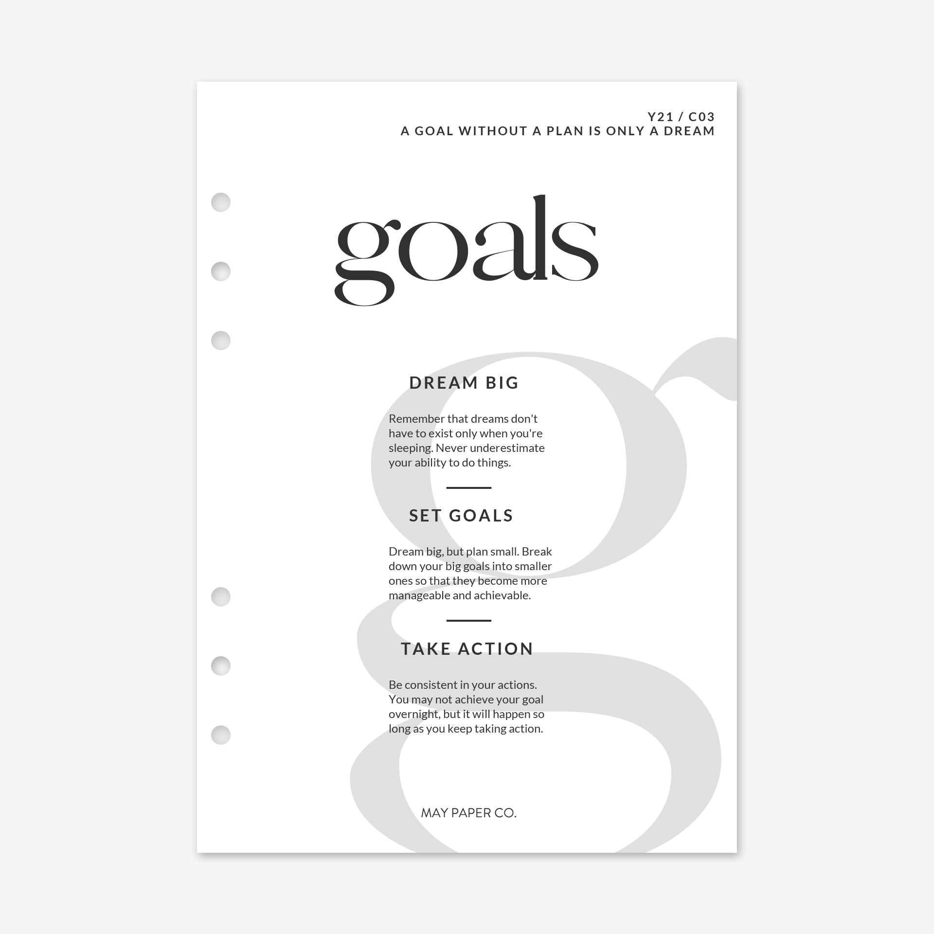 May Goals Header Printable Goals Dashboard | May Paper Co. – MAY PAPER CO.