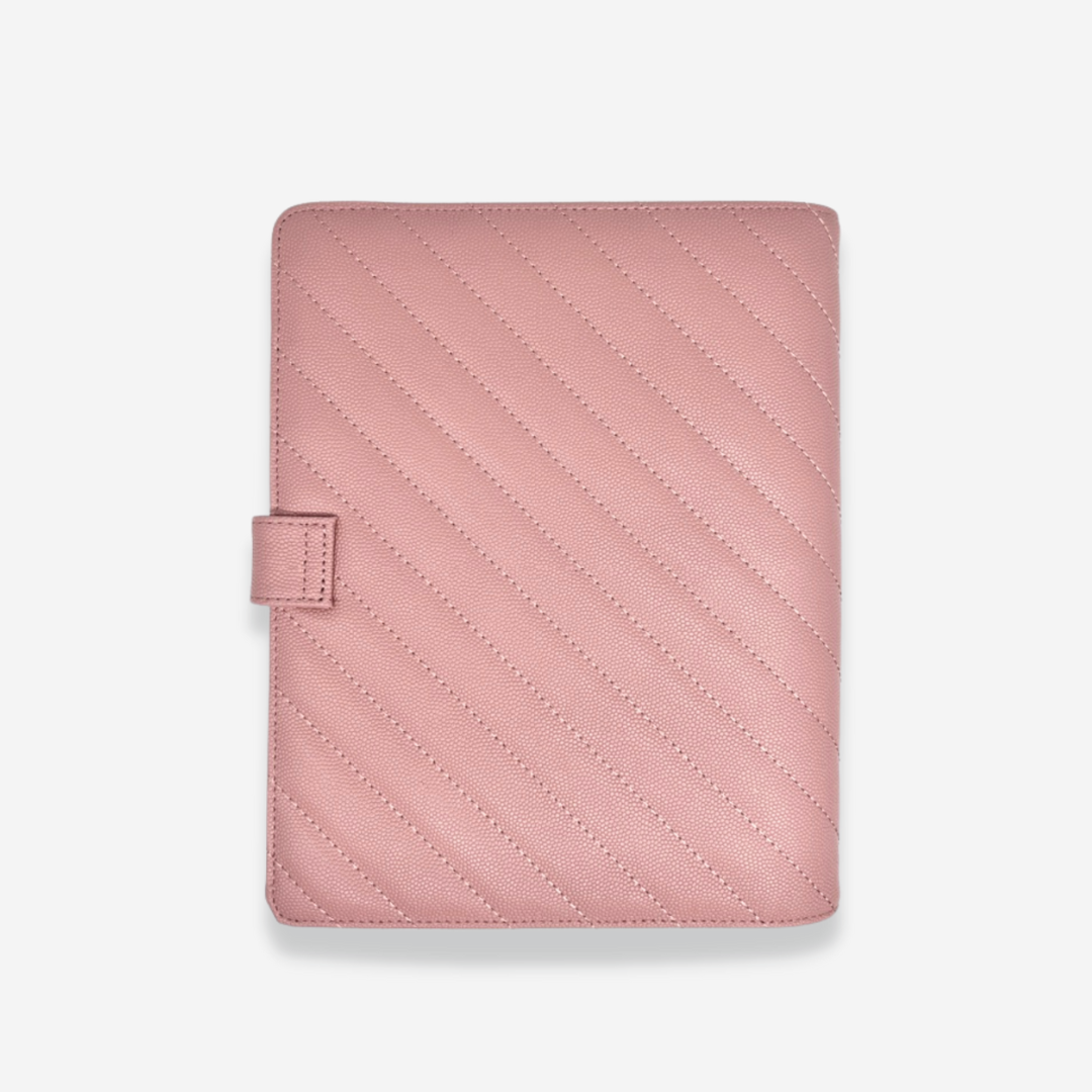 GLITCH Half Letter (No Rings) Leather Agenda Cover Signature Quilted | Pink Caviar