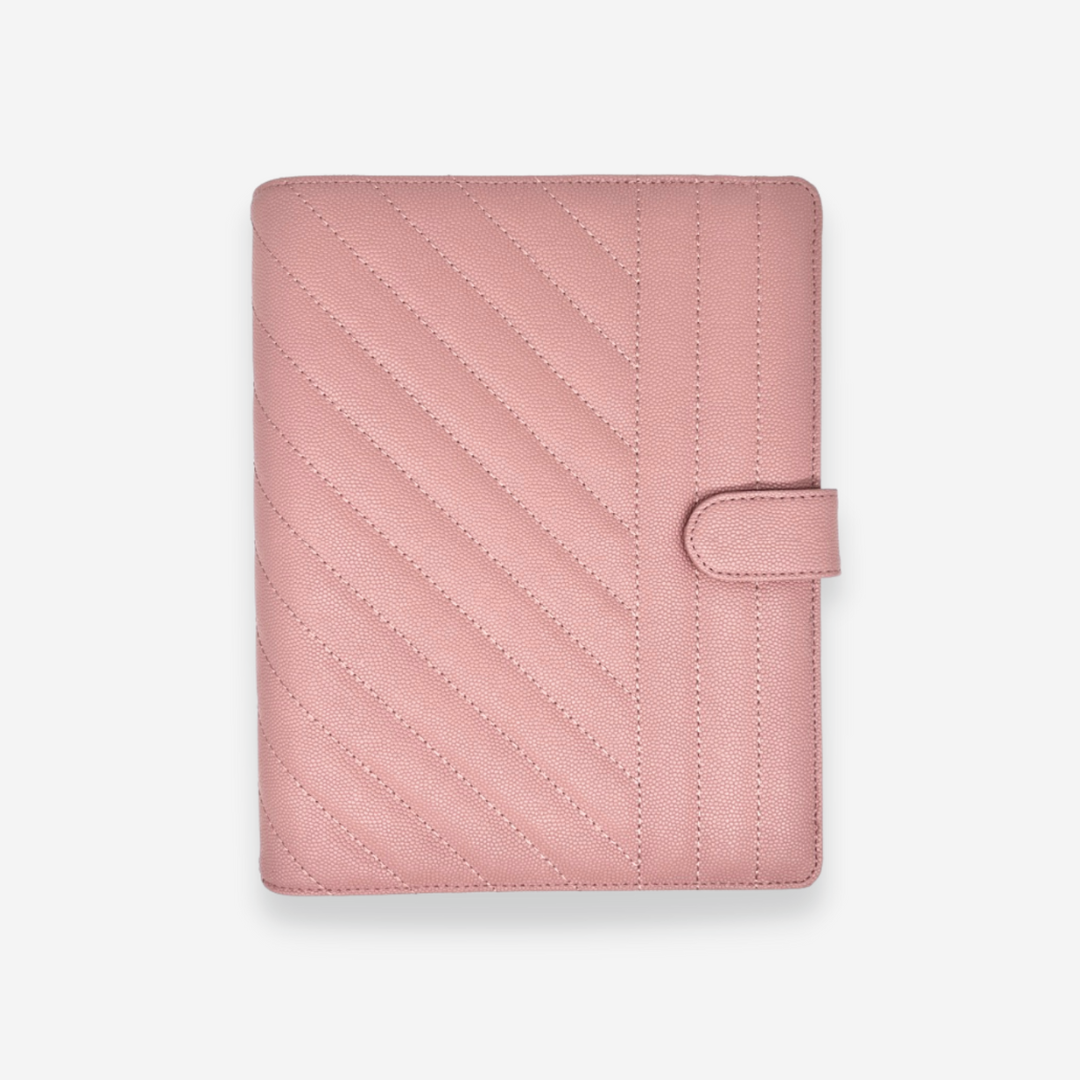 GLITCH A5 Rings Leather Agenda Cover Signature Quilted | Pink Caviar