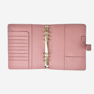 GLITCH A5 Rings Leather Agenda Cover Signature Quilted | Pink Caviar