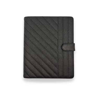 GLITCH A5 Rings Leather Agenda Cover Signature Quilted | Black Caviar