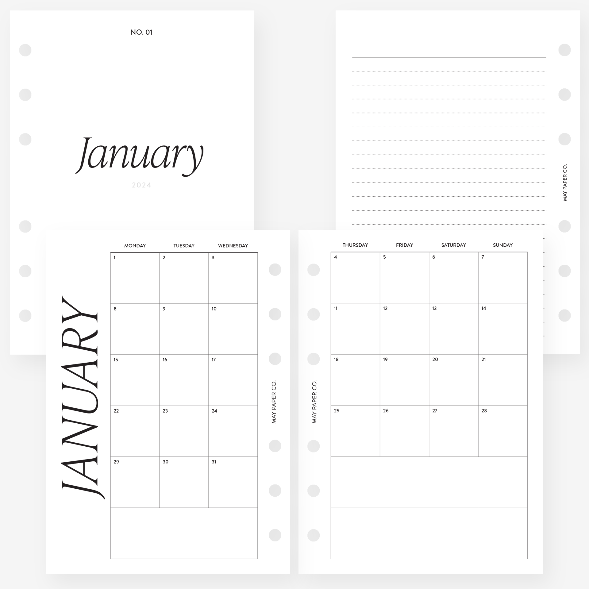 Planner Inserts, 2024 Monthly Brief Calendar Planner Inserts