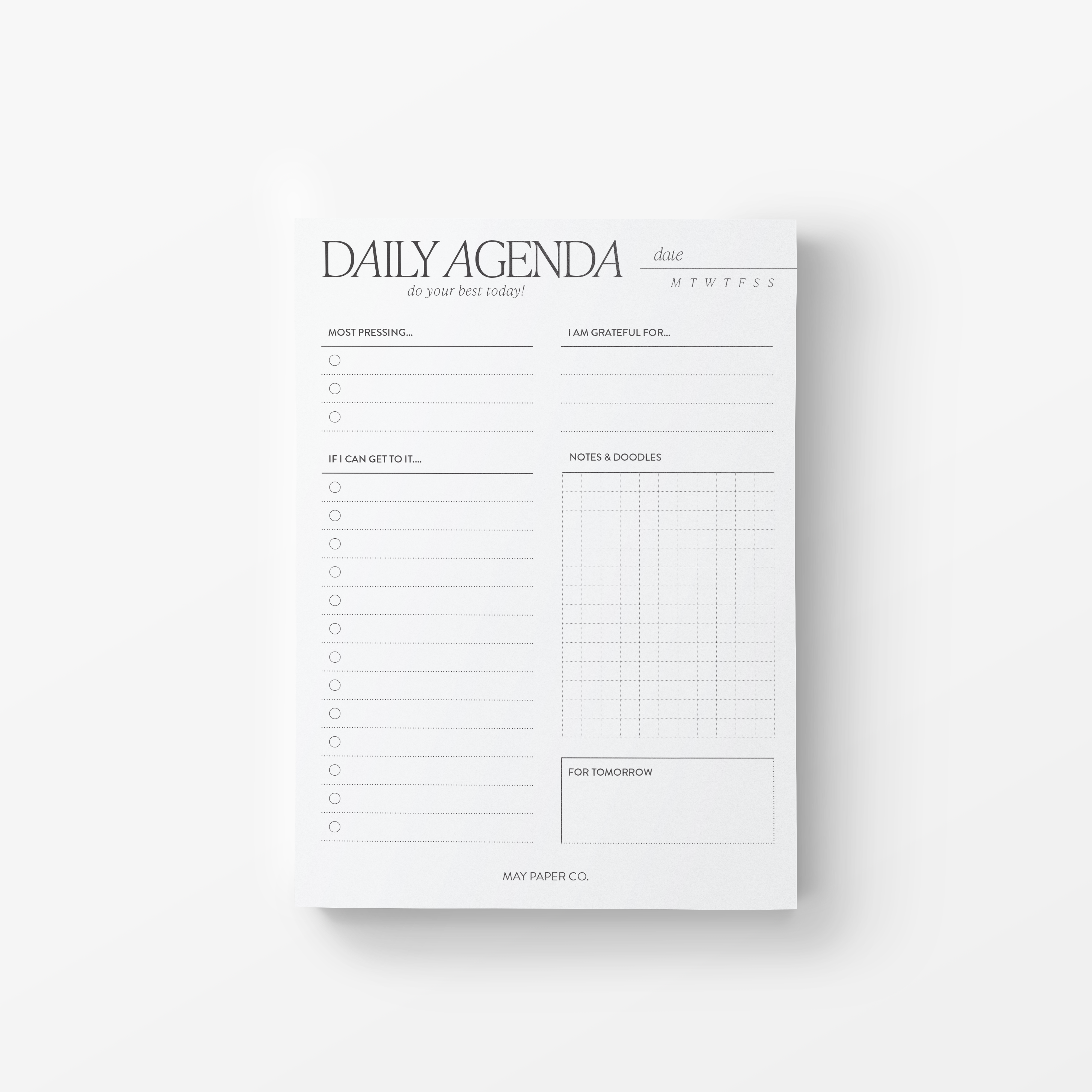 A6 Daily Agenda Notepad
