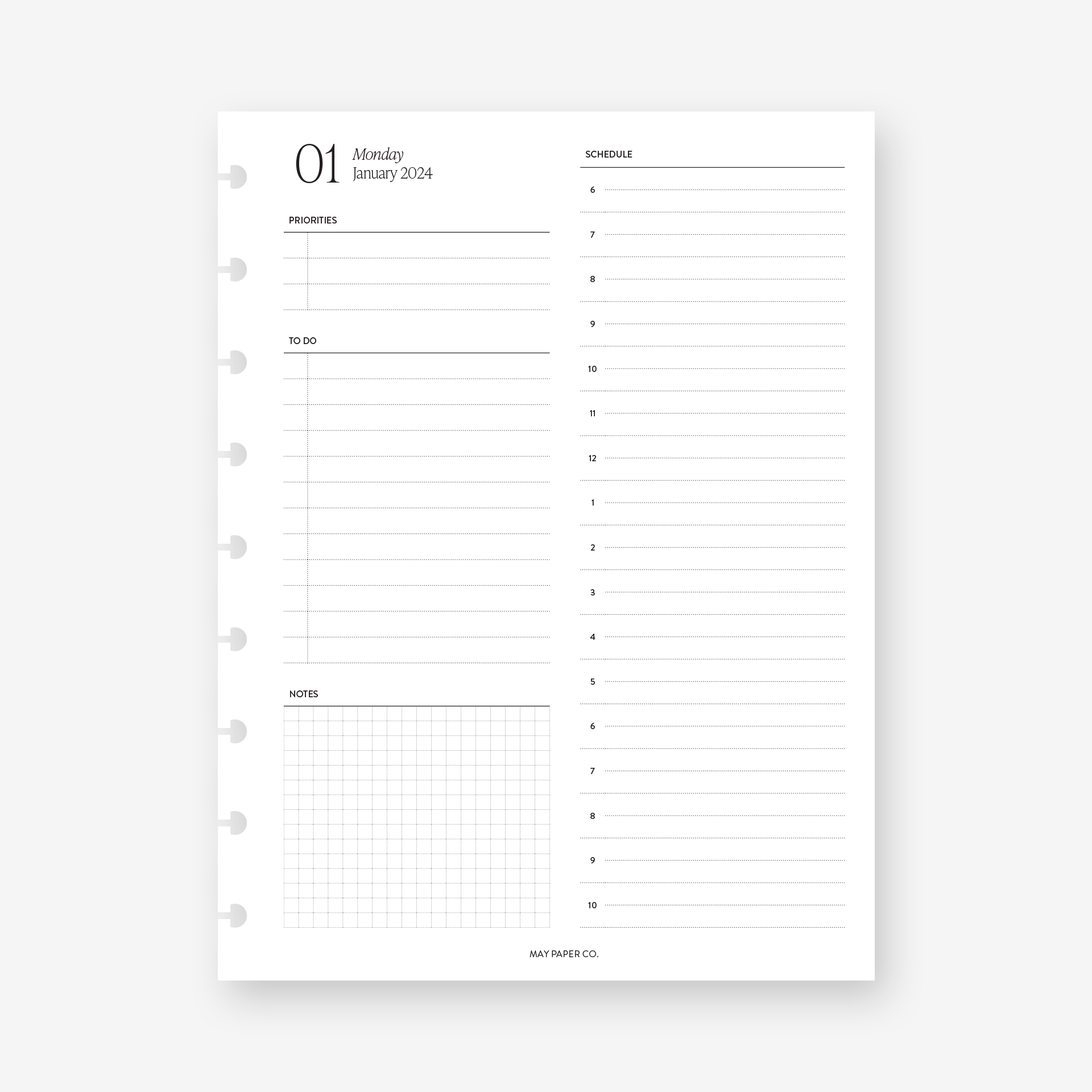 2023/2024 Daily with Half Hourly Schedule Planner Insert Dated DO1P