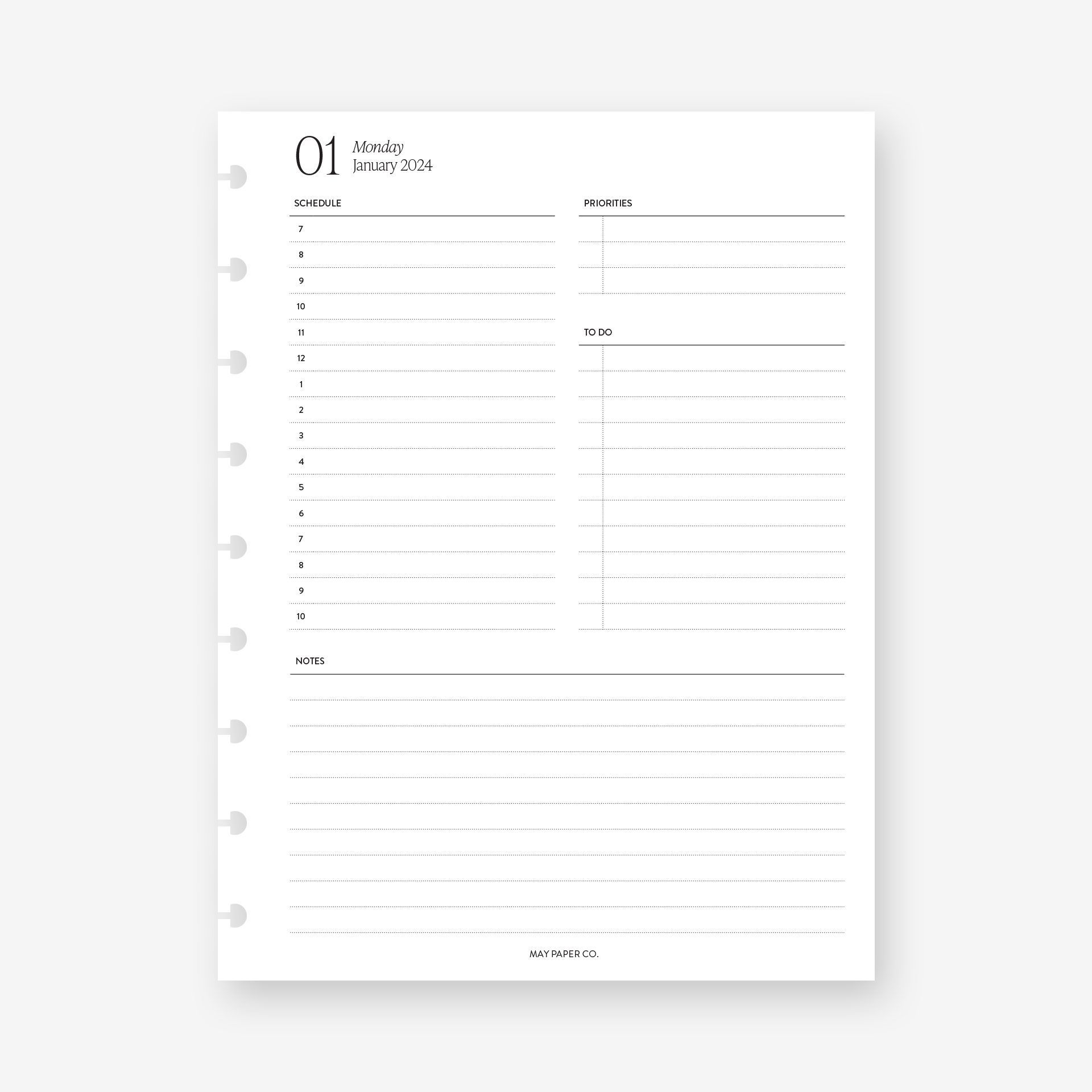 PRINTABLE 2024 DO1P Daily with Hourly Schedule Inserts