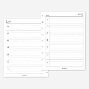 PRINTABLE 2026 WEEKLY WO1P Horizontal Lined