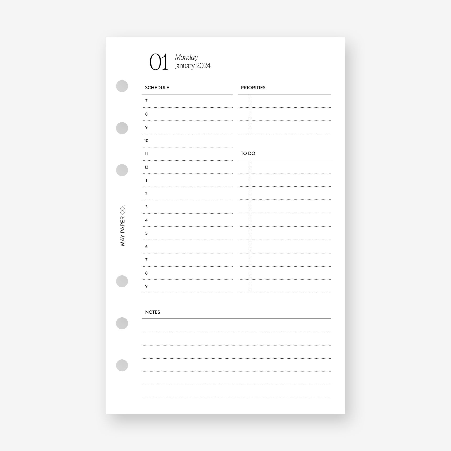 2023/2024 Daily with Hourly Schedule Planner Insert Dated DO1P