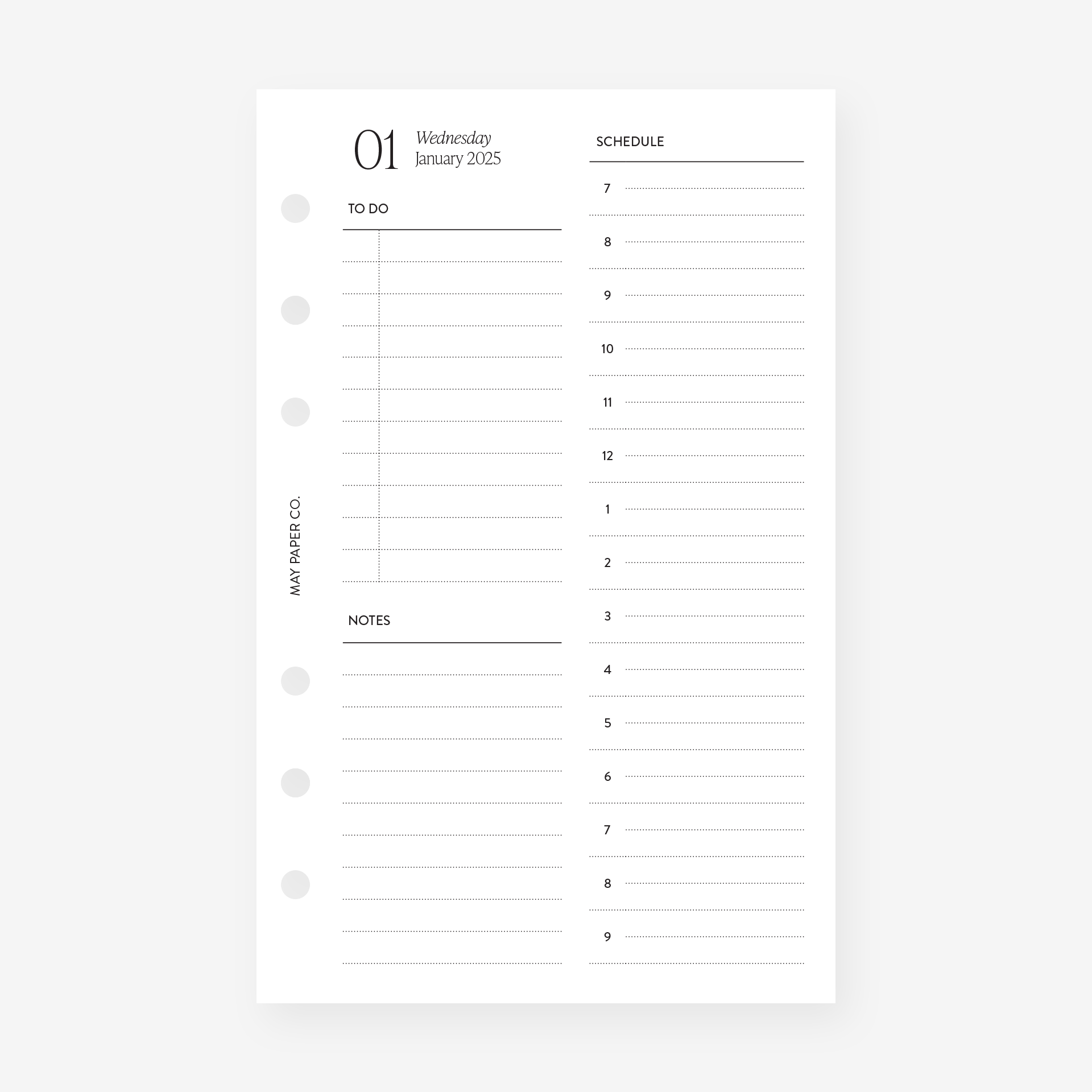 2025 Daily Planner Insert | Day on One Page Refill | A5, Personal, Mini Happy Planner | MAY PAPER CO. 2025-daily-planner-insert-day-on-one-page-refill-a5-personal-mini-happy-planner-may-paper-co