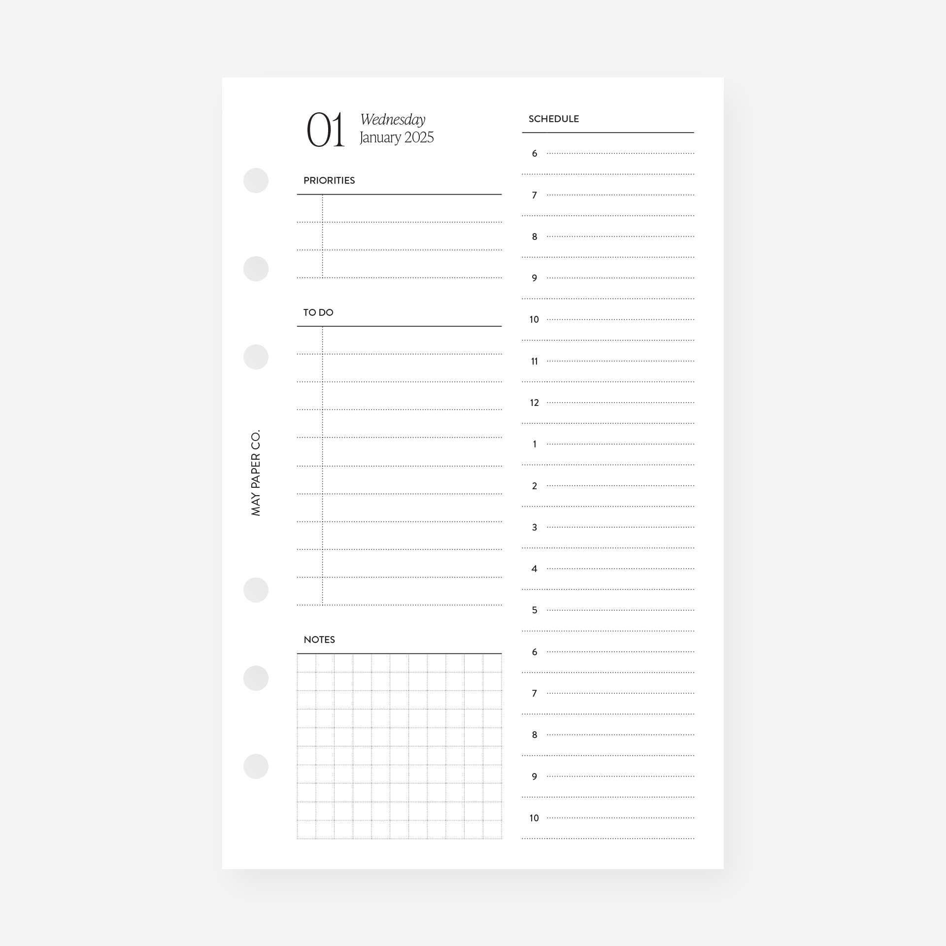 2025 Daily Planner Insert | Day on One Page Refill | A5, Personal, Mini Happy Planner | MAY PAPER CO. 2025-daily-planner-insert-day-on-one-page-refill-a5-personal-mini-happy-planner-may-paper-co