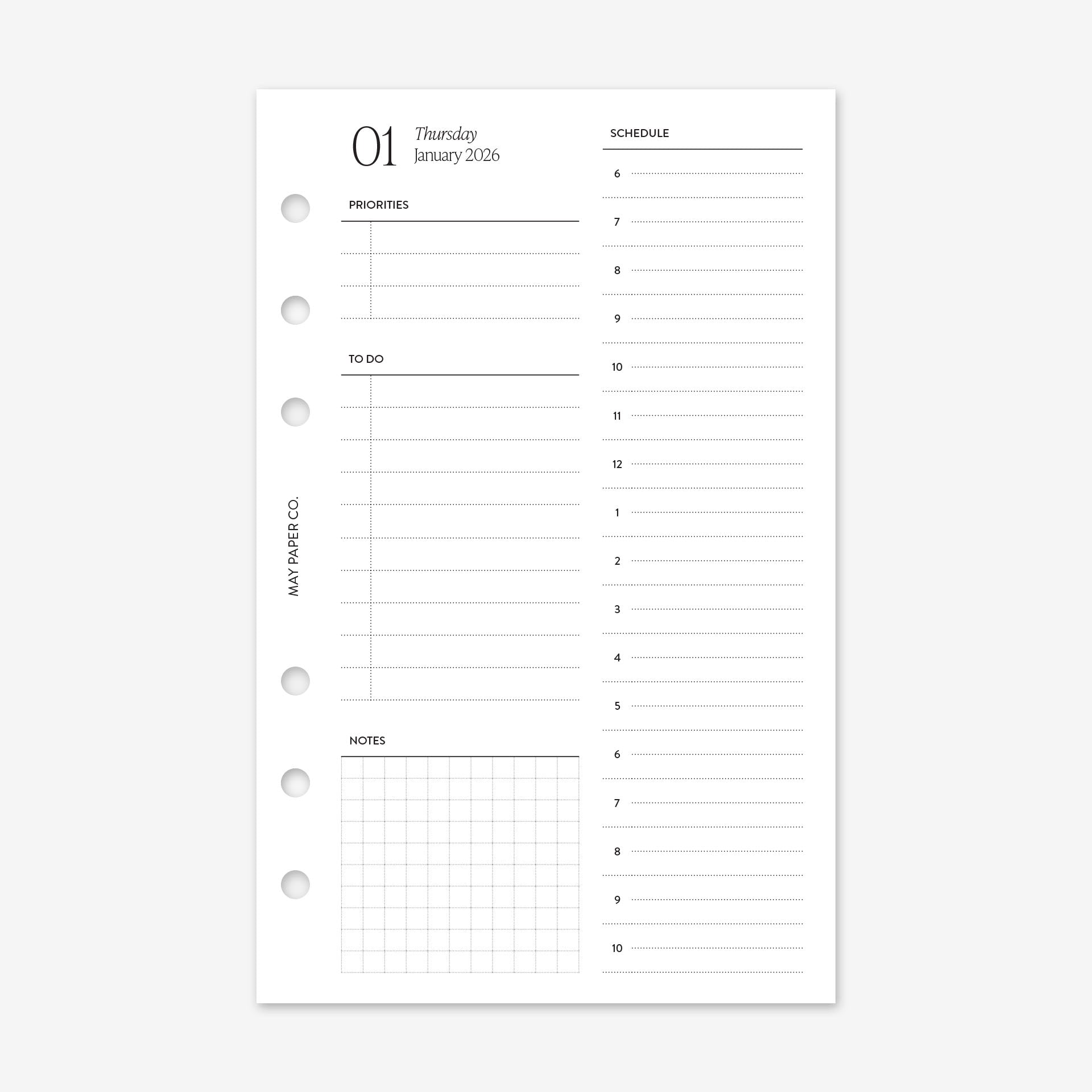 Compact Daily Printable 2026 Daily DO1P | Half Hourly Schedule | May Paper Co. – MAY ...