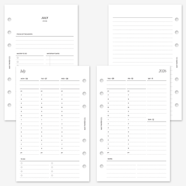 2026/2027 Weekly Planner Insert WO2P | Vertical Hourly | May Paper Co ...