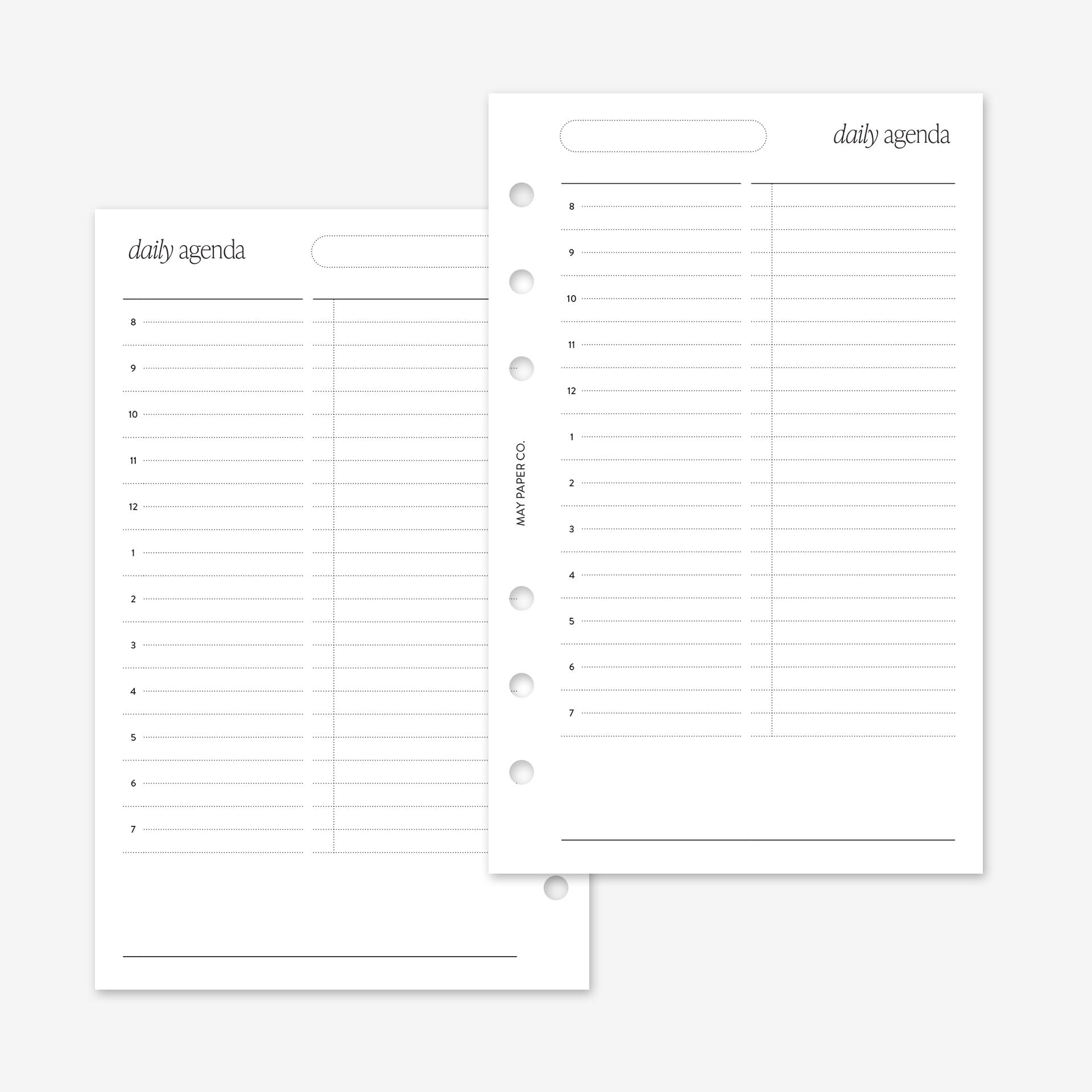 Compact Daily Printable Undated Daily No.01 DO1P | Margin | May Paper Co. – MAY PAPER CO.