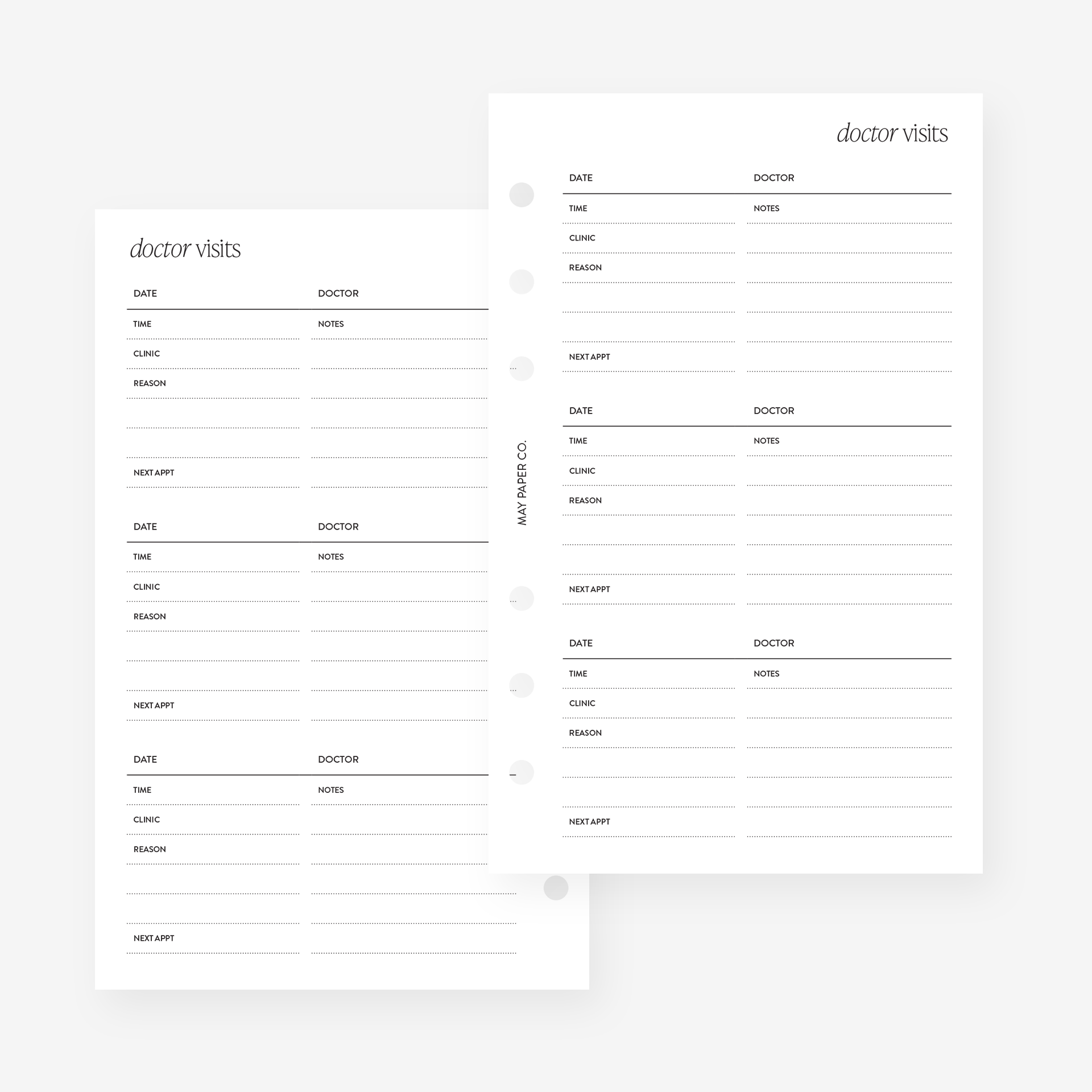 Planner Medical Insert Doctor Visits Planner Insert | May Paper Co. – MAY PAPER CO.