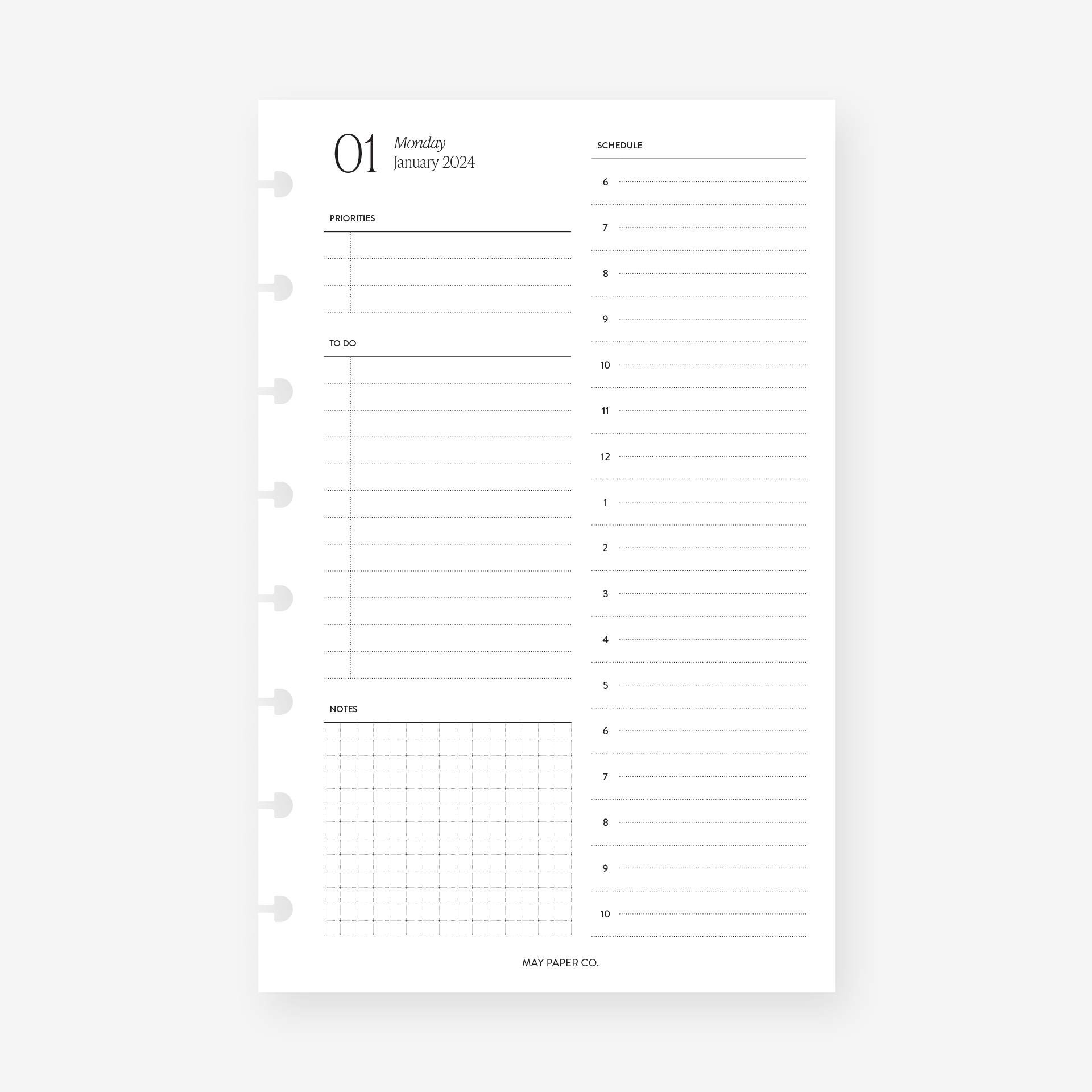 2023/2024 Daily with Half Hourly Schedule Planner Insert Dated DO1P