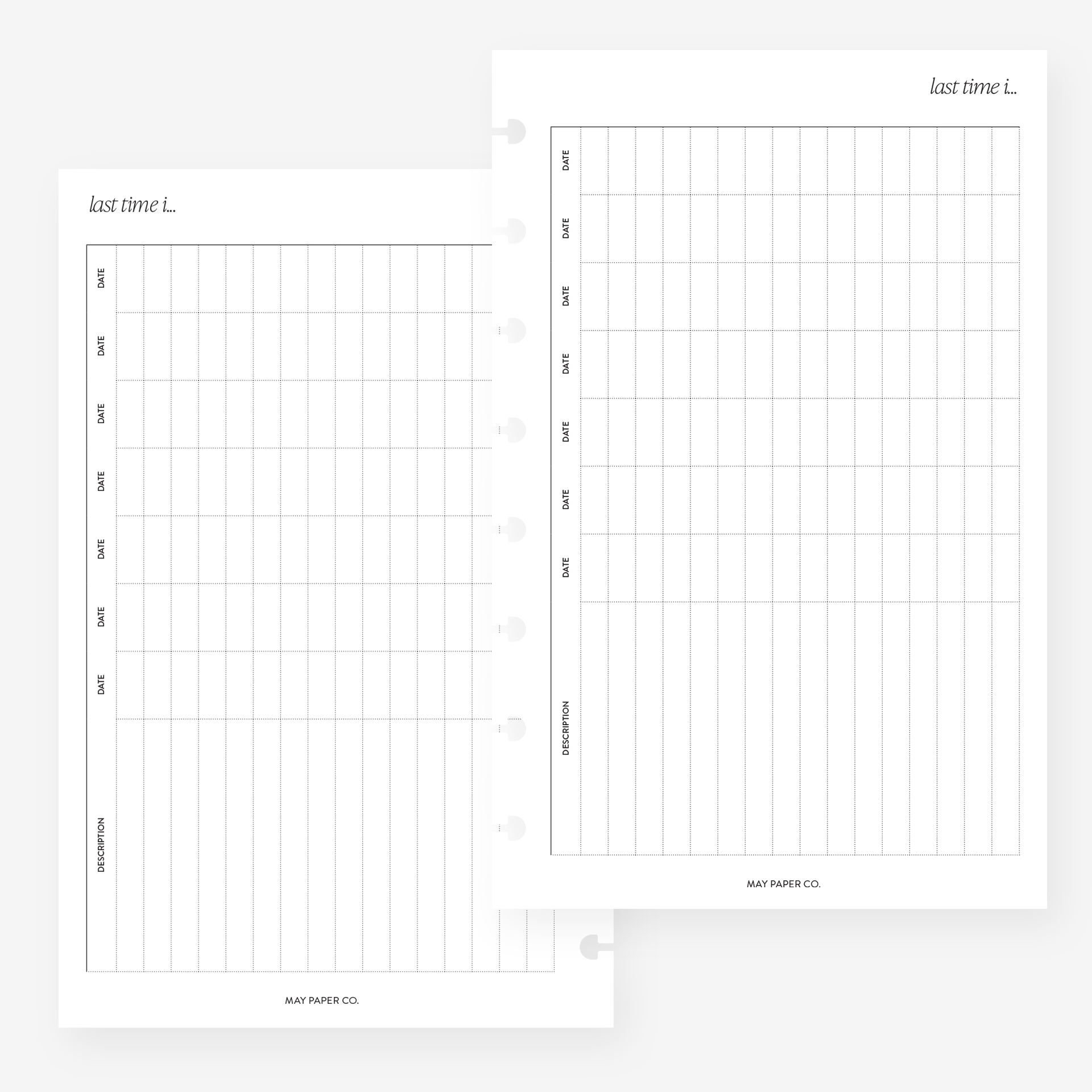 Time Insert Paper Last Time I... Planner Insert | May Paper Co. – MAY PAPER CO.