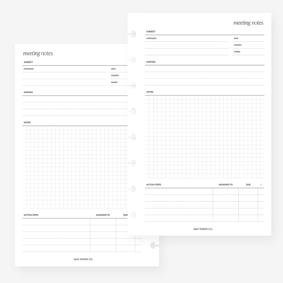 Meeting Notes Front Printable Meeting Notes | May Paper Co. – MAY PAPER CO.