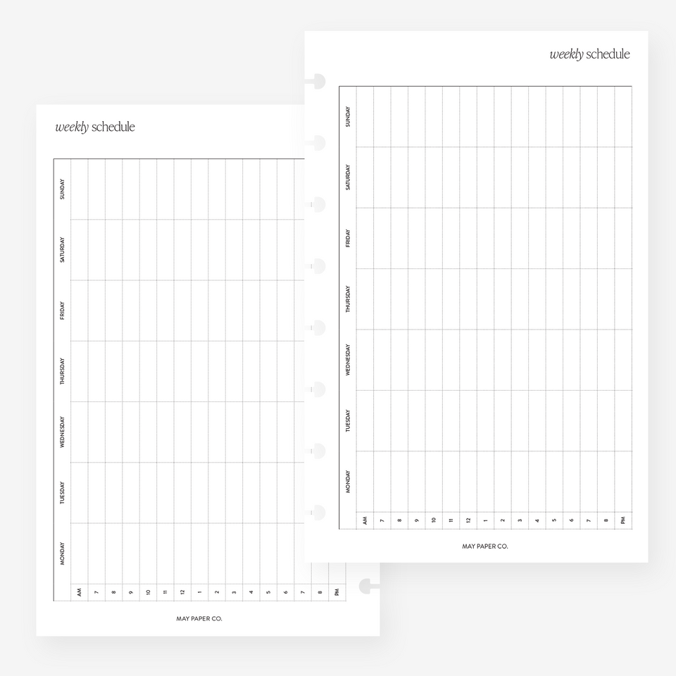 PRINTABLE Weekly Schedule – MAY PAPER CO.
