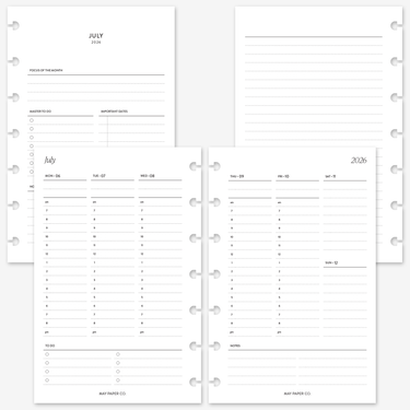 2026/2027 Weekly Planner Insert WO2P | Vertical Hourly | May Paper Co ...