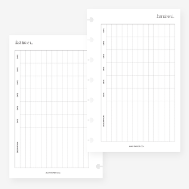 Printable Last Time I... | May Paper Co. – MAY PAPER CO.