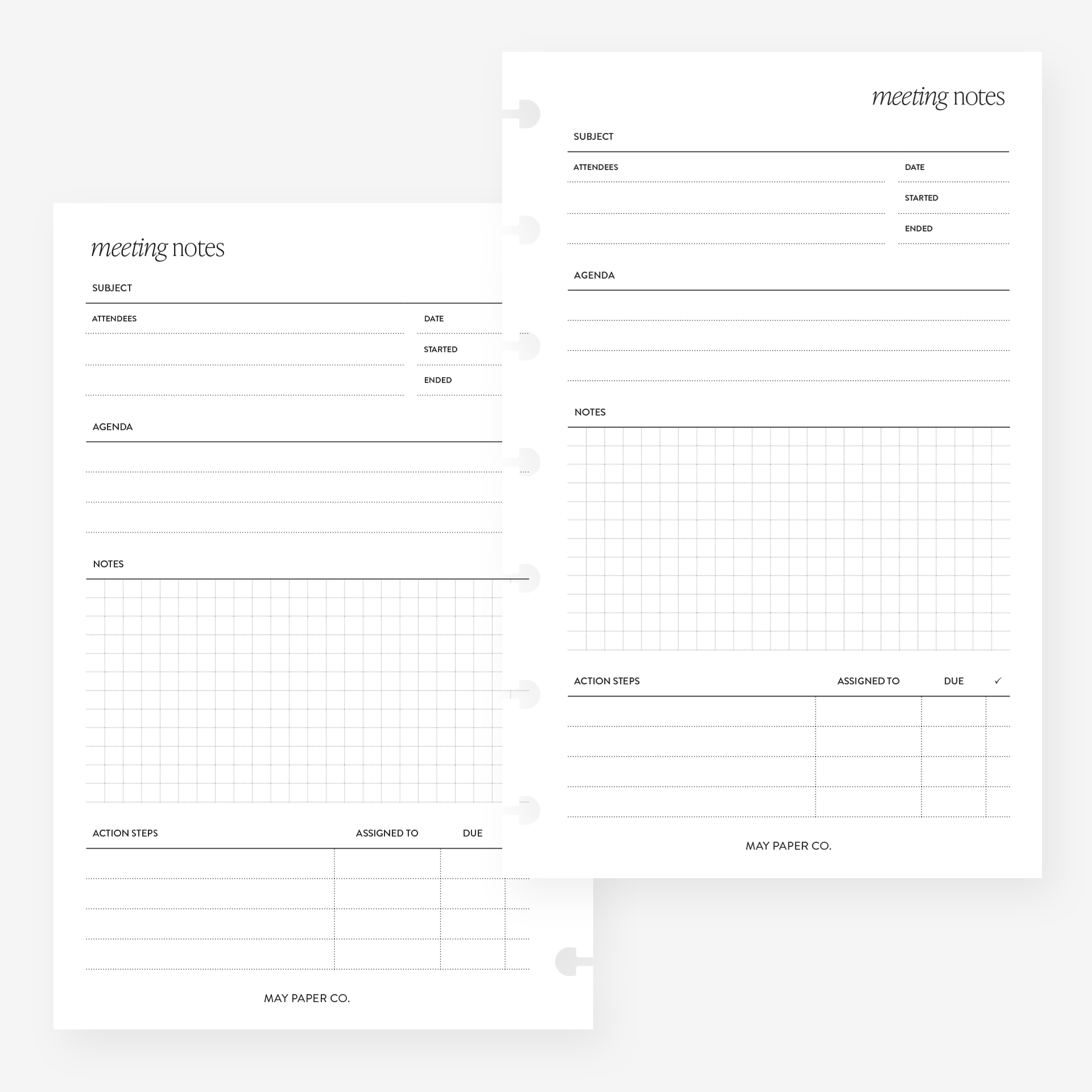 Meeting Notes Front Printable Meeting Notes | May Paper Co. – MAY PAPER CO.