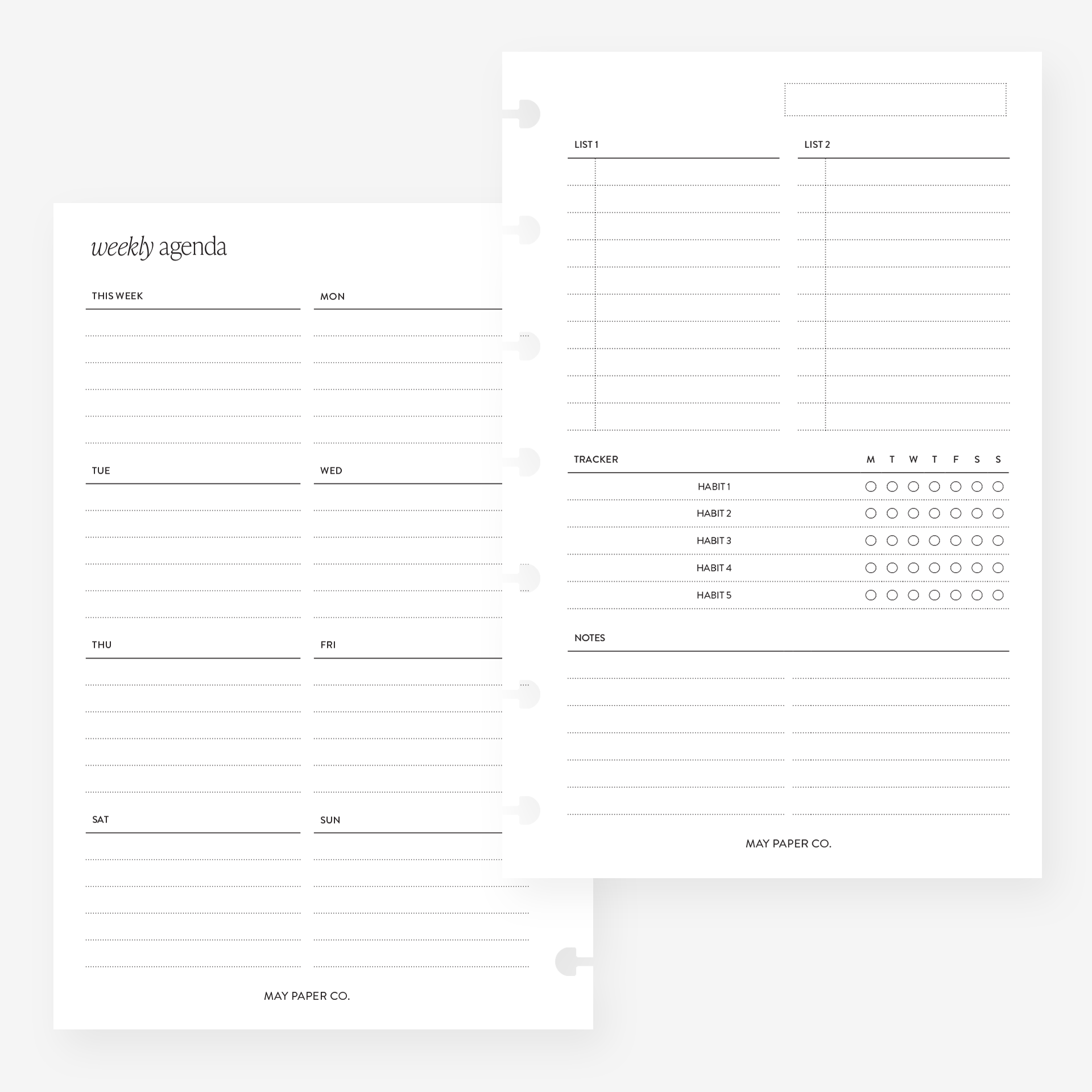 CUSTOM HEADERS Undated Weekly NO.05 with Tracker Planner Insert