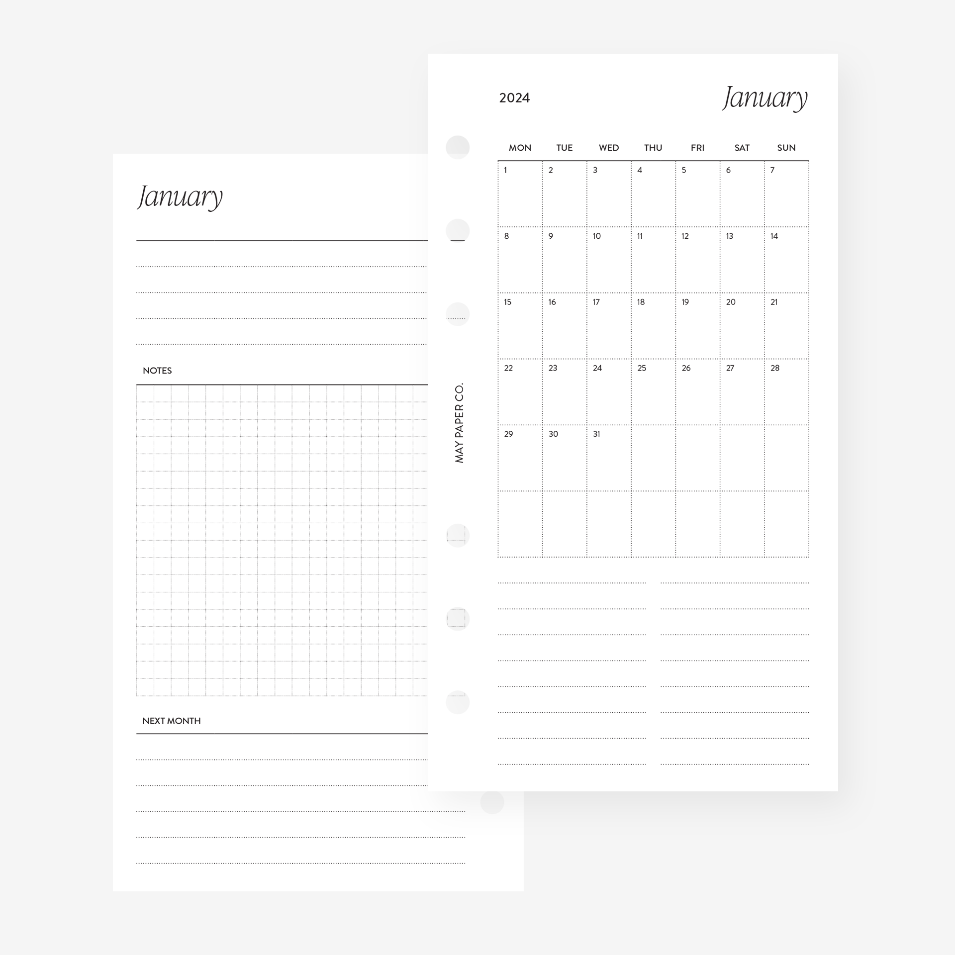 Pocket Size Notes Pages Planner Insert, Sized and Punched for Filofax Pocket Notebook